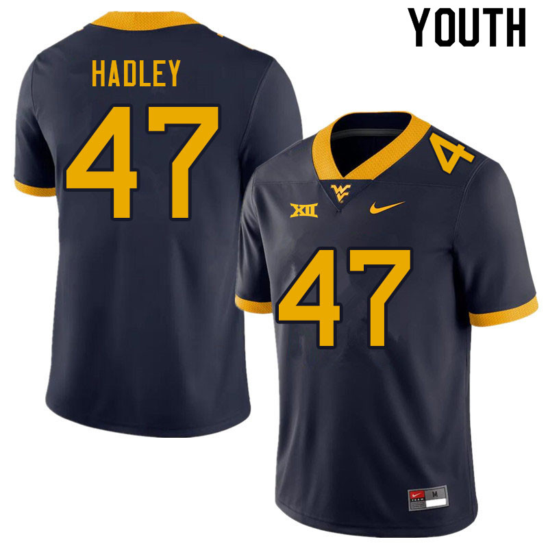 NCAA Youth J.P. Hadley West Virginia Mountaineers Navy #47 Nike Stitched Football College Authentic Jersey FN23B08XQ